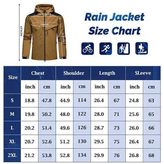 Men Outdoor All-Sport Waterproof Breathable Anti-Storm Rain Raincoat Suit Jacket