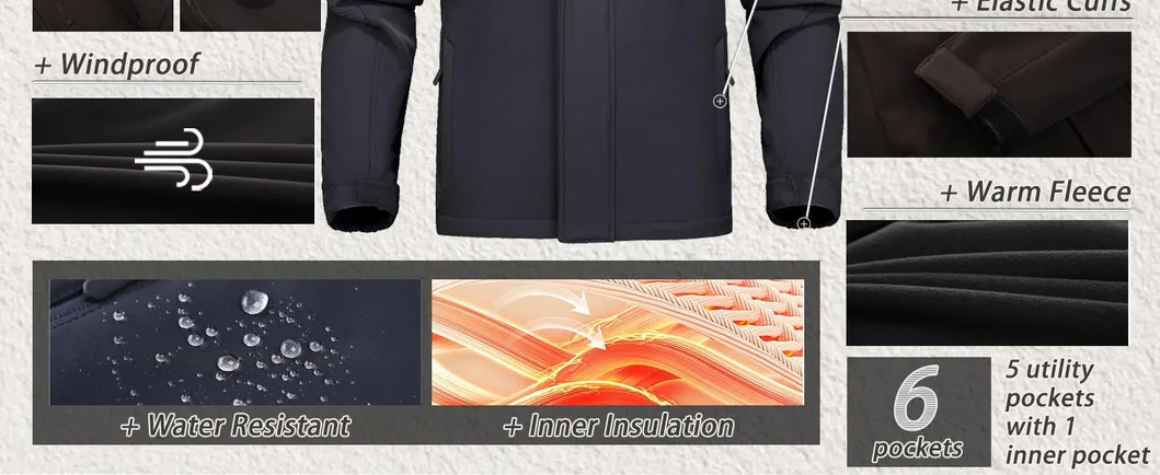 Men Winter Outdoor Sport Windproof Fleece Tactical Softshell Jacket
