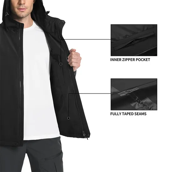 Custom Men's Polyester Outdoor Reflective Waterproof Windbreaker Jacket