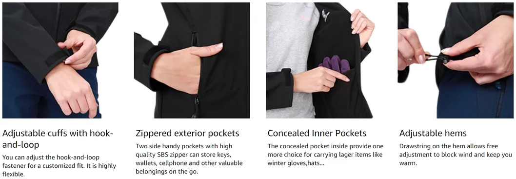 Women's Winter Snow Water Resistant Fleece Lined Winter Coats Tactical Softshell Jacket