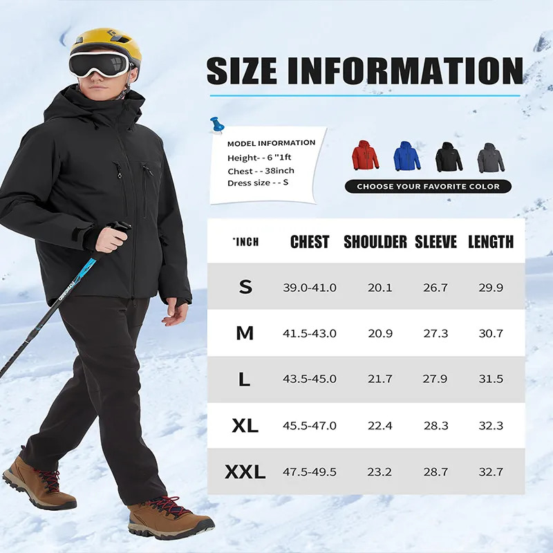 Men's Winter Skiing Waterproof Fleece Coats Snowboard Parka Down Jacket