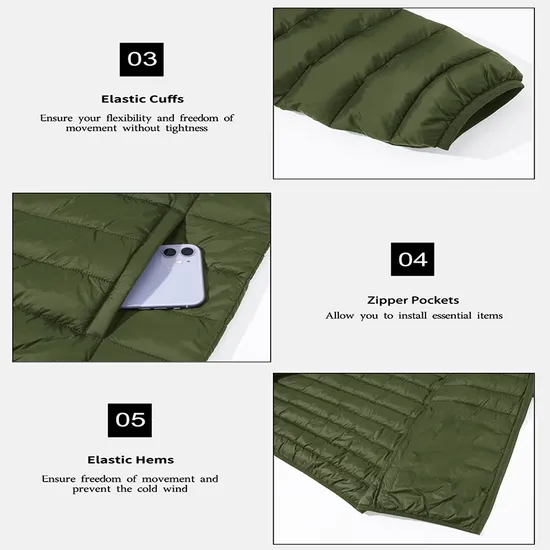 Men's Packable Lightweight Water-Resistant Puffer Down Jacket