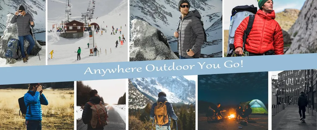 Men's Packable Winter Coat Outer Wear Puffer Down Jacket for Hiking Travel