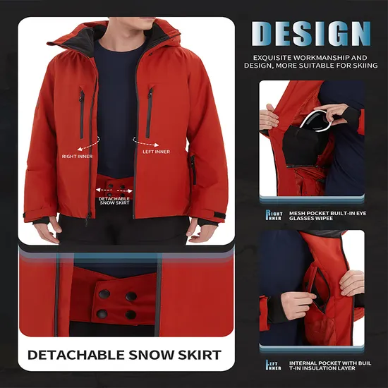 Men's Mountain Waterproof Winter Windbreaker Warm Hooded Snowboarding Ski Jacket