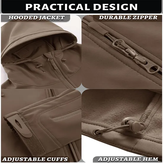 Men's Fleece Winter Windproof Warm Hunting Coat Tactical Softshell Jackets