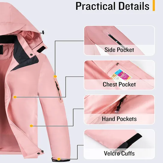 Custom Logo Waterproof Breathable Outdoor Rain Jackets Windbreaker Coats for Women