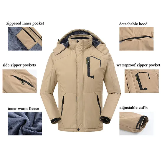 Winter Warm Windproof Windbreaker Mens Thick Big Tall Jacket Coat Outdoor Hooded Parka Plus Size Men's Jacket
