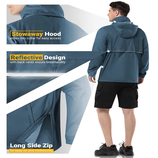 Custom Logo Fashion Outdoor Windbreaker Waterproof Raincoat Poncho Rain Coat Jacket
