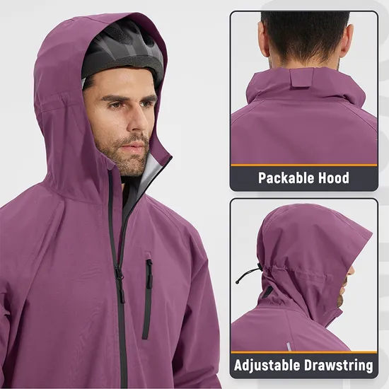 Men's Waterproof Lightweight Active Raincoat Rain Jacket with Hood