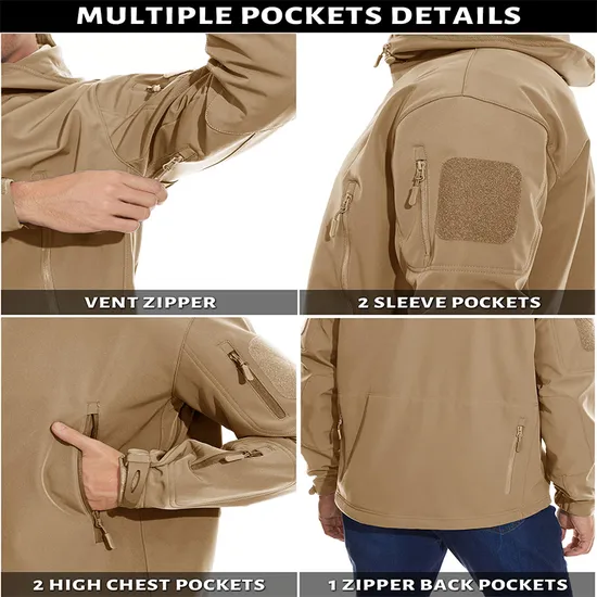 Fleece Lined Warm Water Resistant Tactical Softshell Jackets