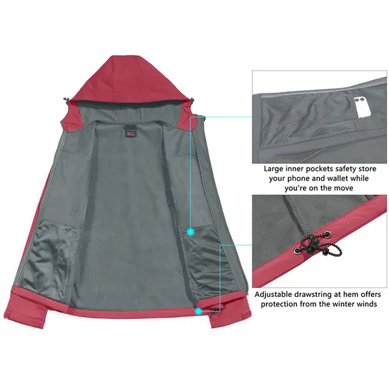 Women's Fleece Lined Winter Outdoor Coats Windbreaker Water Repellent Softshell Jackets