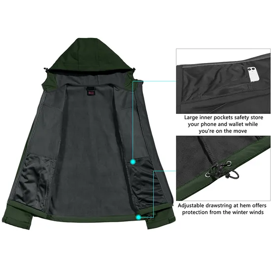 Womens Winter Camping Insulated Warm Coat Tactical Windproof Softshell Jacket
