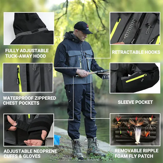 Wholesale Custom Logo Outdoor Breathable Waterproof 3 Layer Fabric for Fishing Jacket