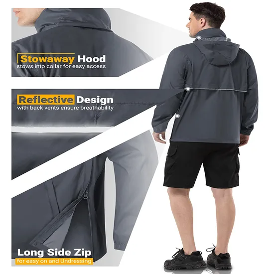 Men's Lightweight Cycling Windbreaker Waterproof Packable Raincoat Rain Jacket for Golf