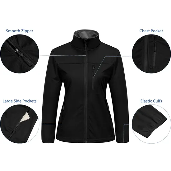 Women's Outdoor Sports Waterproof Breathable Stretch Fabric Tactical Fleece Softshell Jacket
