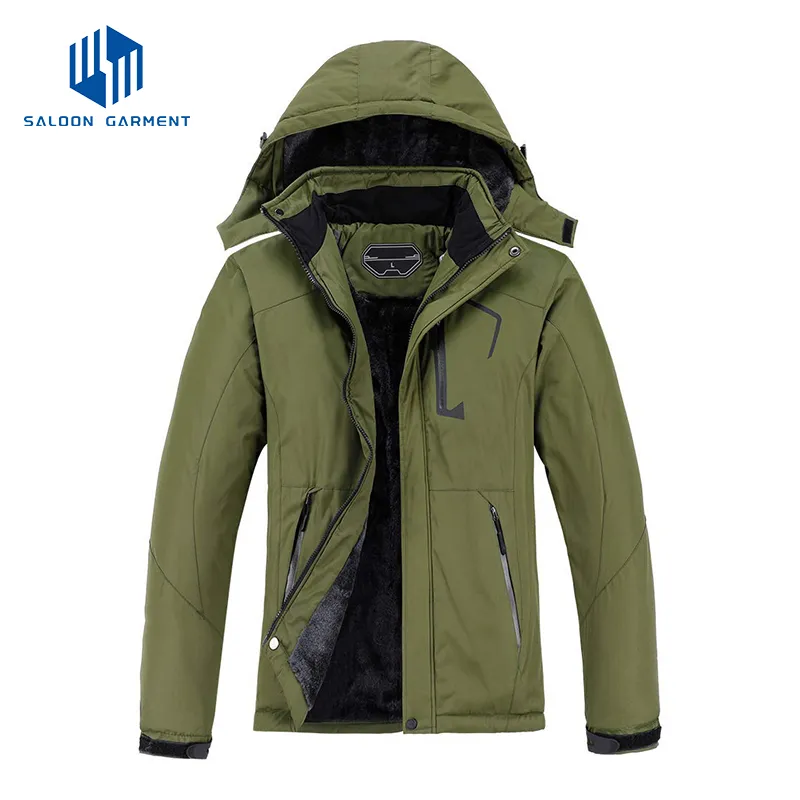 Men's Winter Waterproof Warm Snow Fleece Coat Hooded Windproof Rain Skiing Jacket