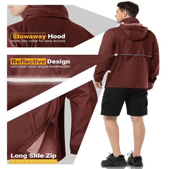 Waterproof Lightweight Raincoat Rain Poncho Jacket with Pocket