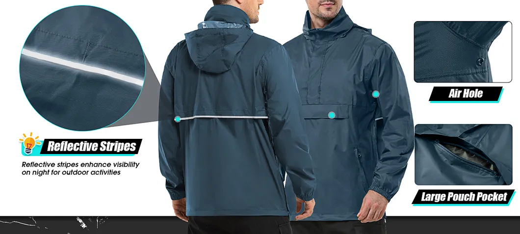 Waterproof Lightweight Raincoat Rain Poncho Jacket with Pocket
