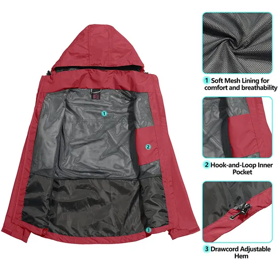 Custom Women's Polyester Windproof Breathable Windbreaker Waterproof Jacket