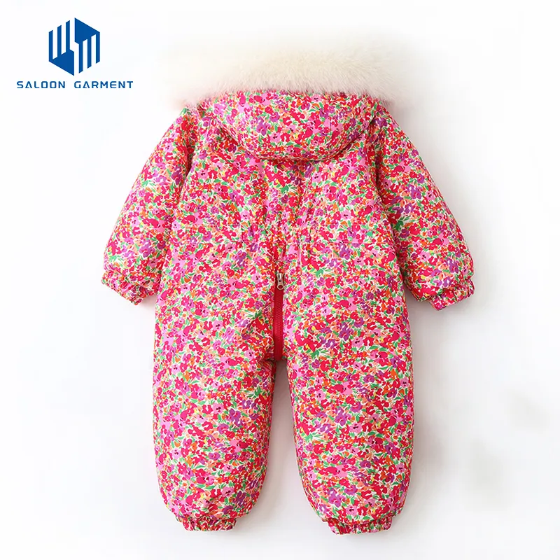 Wholesale Winter Baby Romper Thickened Cotton Padded Clothing Baby's Outdoor Hooded Ski Wear Suits