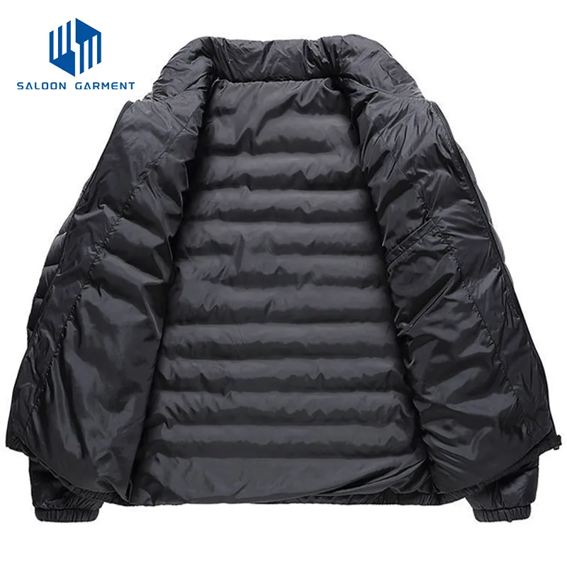 Custom High Quality Plain Color Men's Plus Size Winter Padded Coat Quilted Jacket
