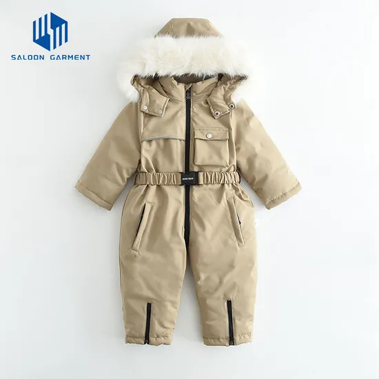 90-120cm New Hooded Extra Thick and Fleece Children's Ski Suit Onesie Boys' and Girls' Baby Crawling Suit