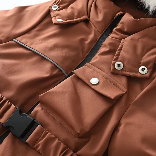 Winter Kids Coat Outerwear Baby Jumpsuits Snowsuit Waterproof Rompers with Hooded Jacket Button Closure Boys Girls Skiing