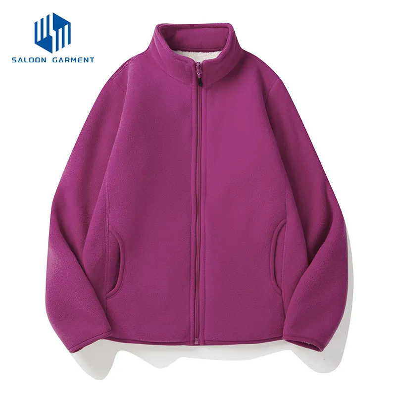 Wholesale 100% Polar Fleece Men's Jacket Zip up Solid Color Long Sleeve Men's Polar Fleece Jacket