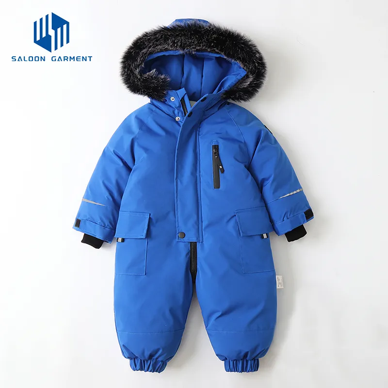 OEM Wholesale Winter Clothes Romper Snowsuit Snow Wear Coats Baby Girls Boys Warm Cotton Hooded Jumpsuit