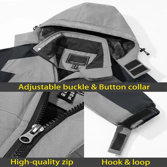 Men's Warm Winter Waterproof Windbreaker Hooded Snowboarding Ski Jacket