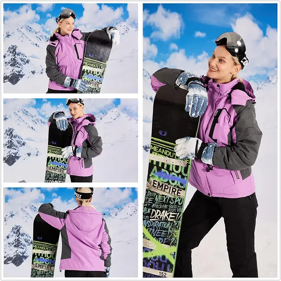 Women's Waterproof Fleece Lined Warm Winter Rain Ski Snow Jacket with Hood
