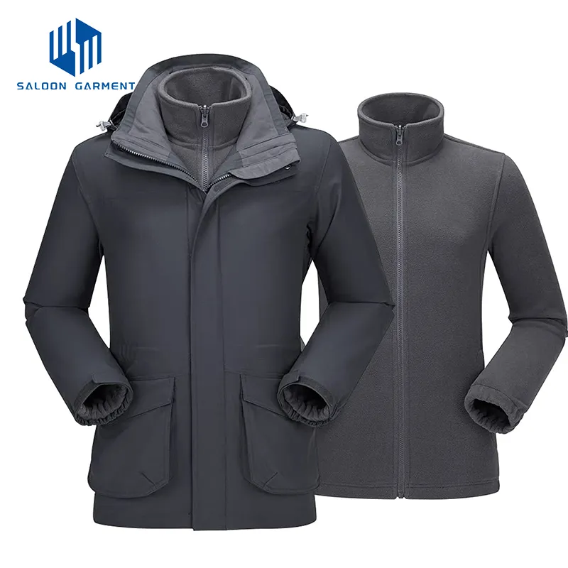 Men's Waterproof Winter Windproof Fleece Snowboard Mountain Snow Coat 3-in-1 Ski Jacket