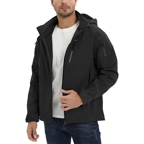 Men's Outdoor Hiking Water Resistant Fleece Hooded Coat Tactical Softshell Jackets