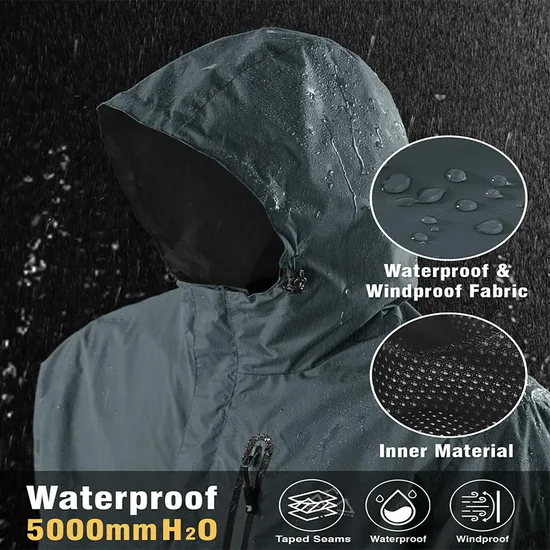 Men's Waterproof Breathable Raincoat Softshell Windbreaker Rain Jacket