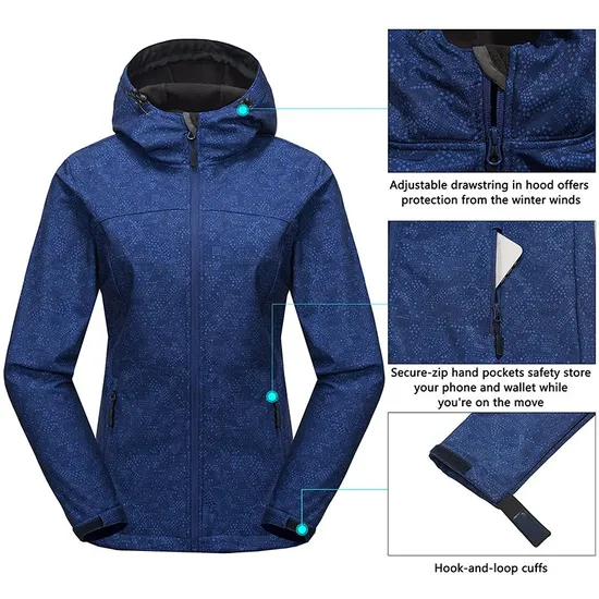 Women's Water Repellent Windbreaker Fleece Lined Windproof Tactical Softshell Jacket