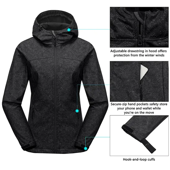 Women's Fleece Lined Windproof Outerwear Tactical Softshell Jacket for Running Hiking Traveling