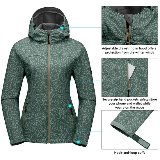 Women's Fleece Lined Windbreaker Waterproof Tactical Softshell Jacket for Running Golf Hiking