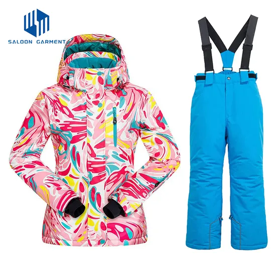 Girl's Winter Sports Wear Rain Garment Ski Clothes Jumpsuit Snowsuit