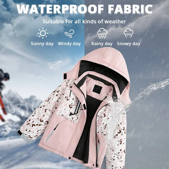 Girl's Waterproof Thick Padded Warm Winter Coat Hooded Snowboarding Ski Jacket