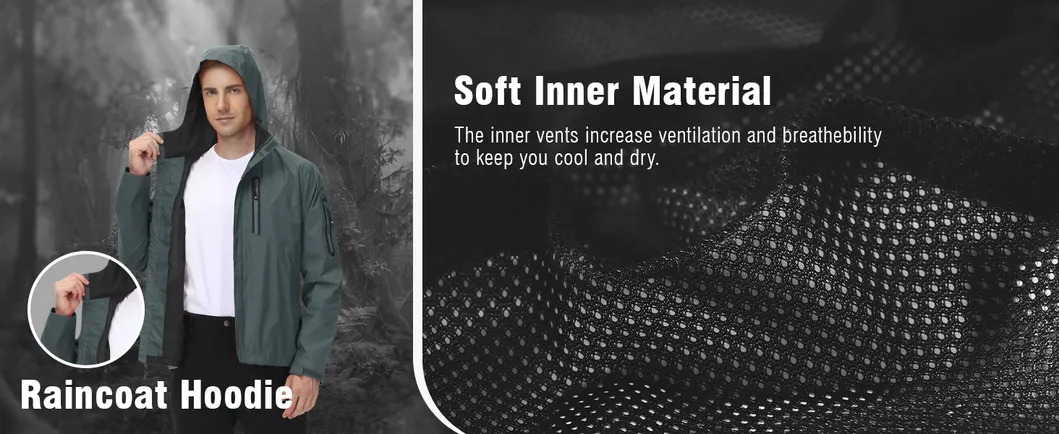 Men's Lightweight Windbreaker Waterproof Outdoor Raincoat Hiking Rain Jacket