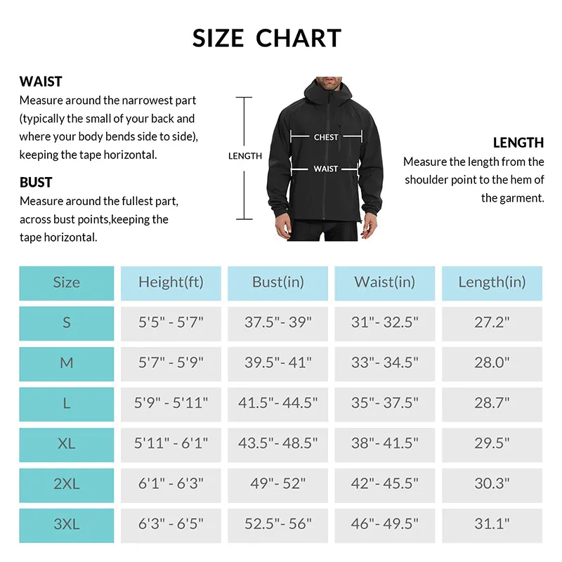 Men Waterproof Breathable Raincoat Hooded Lightweight Reflective Rain Jacket