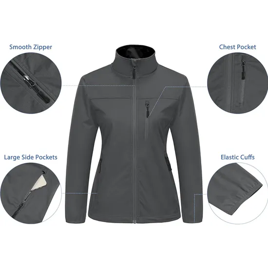 Womens Windproof Waterproof Lightweight Mountain Sport Hooded Windbreaker Tactical Softshell Jacket