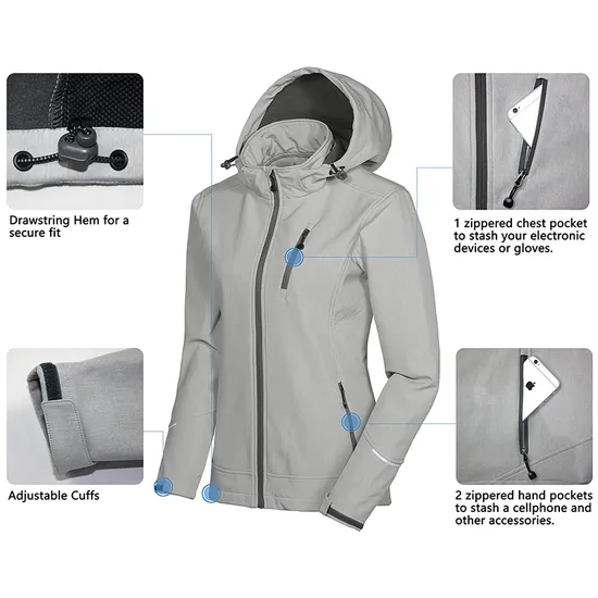 Women's Winter Fleece Hooded Warm Tactical Coats Sport Outdoor Fleece Softshell Jacket