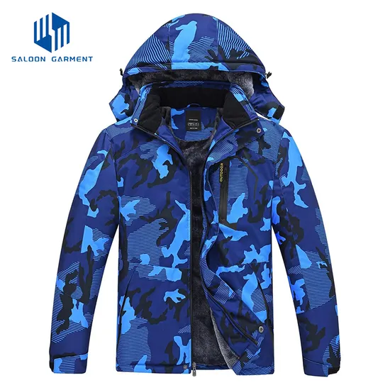 Men's Snow Waterproof Detachable Hood Windproof Fleece Parka Winter Coat Ski Jacket