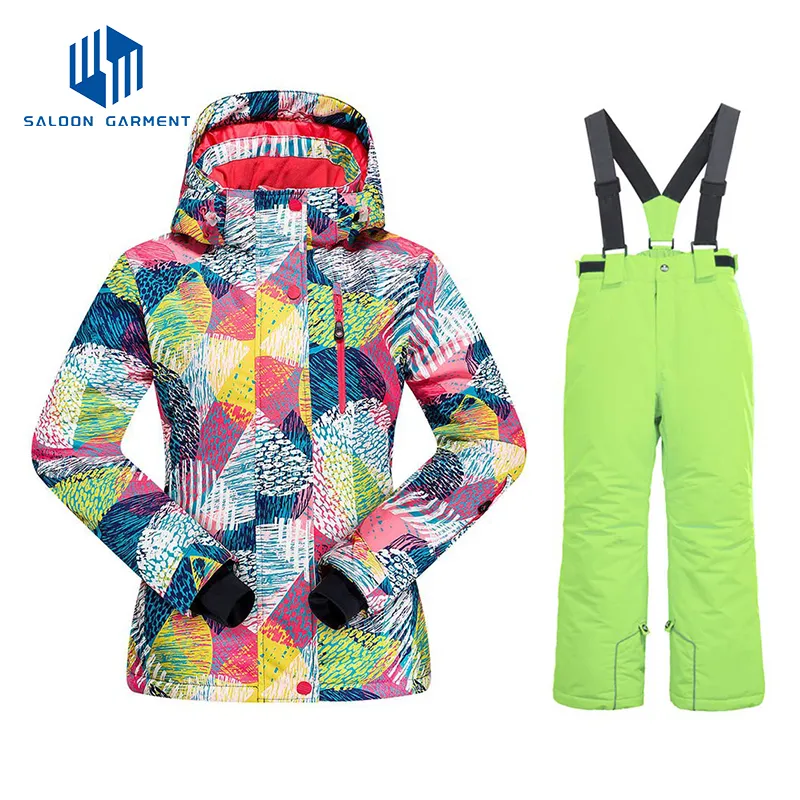 Girls Two Piece Waterproof Warm Jackets with Hood Winter Pants Snowsuits Ski Suits