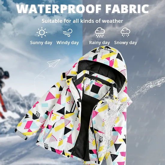 Girl's Winter Warm Fleece Hooded Coat Fashion Raincoat Snowboarding Ski Jacket
