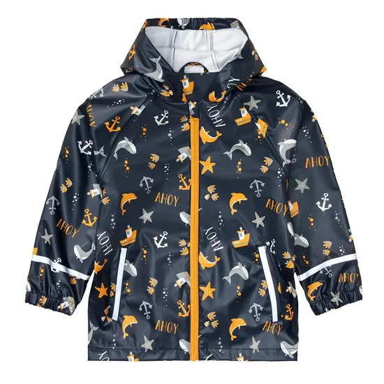 Kids Outdoor Play Waterproof Trousers PU Rain Jacket Raincoat with Under Boots Straps