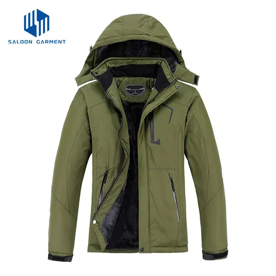 Men's Winter Waterproof Warm Snow Fleece Coat Hooded Windproof Rain Skiing Jacket