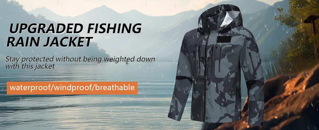 Men's Outdoor Sports Raincoat Breathable Waterproof 2.5 Layer Fabric for Fishing Jacket