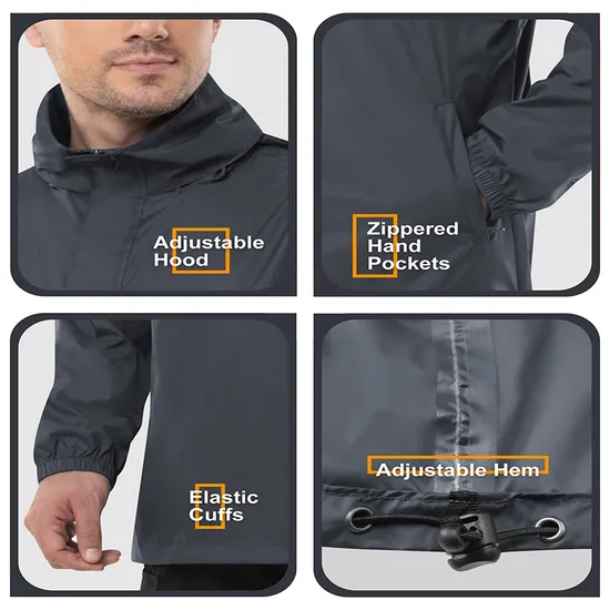 Men's Lightweight Cycling Windbreaker Waterproof Packable Raincoat Rain Jacket for Golf